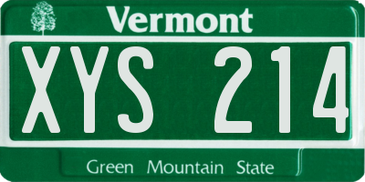 VT license plate XYS214
