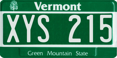 VT license plate XYS215