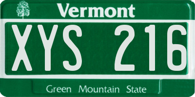 VT license plate XYS216