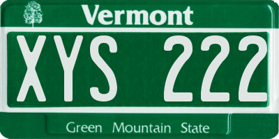 VT license plate XYS222