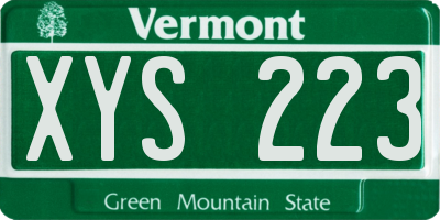 VT license plate XYS223