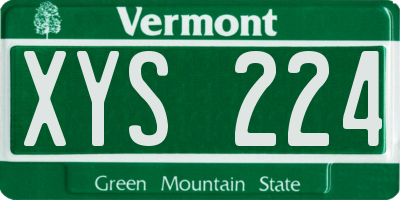 VT license plate XYS224