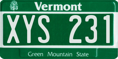 VT license plate XYS231