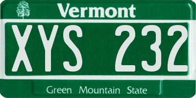 VT license plate XYS232