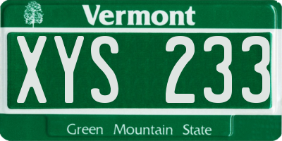 VT license plate XYS233