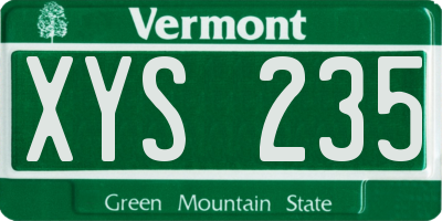 VT license plate XYS235
