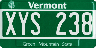 VT license plate XYS238