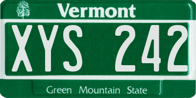 VT license plate XYS242