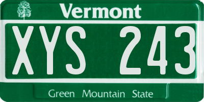 VT license plate XYS243