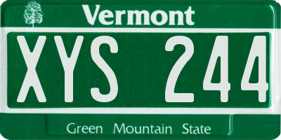VT license plate XYS244