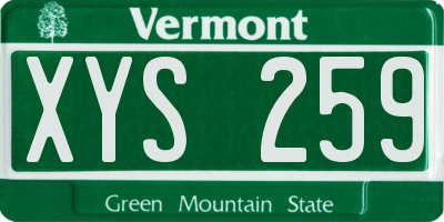 VT license plate XYS259