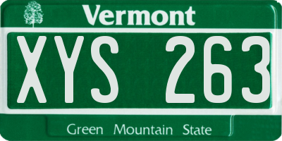 VT license plate XYS263