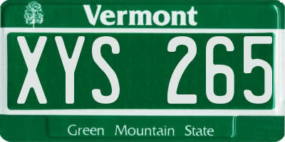 VT license plate XYS265