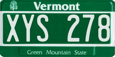 VT license plate XYS278