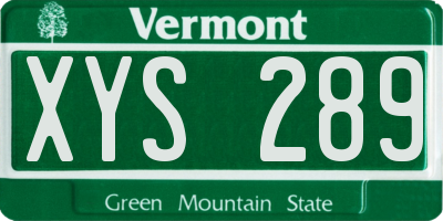 VT license plate XYS289