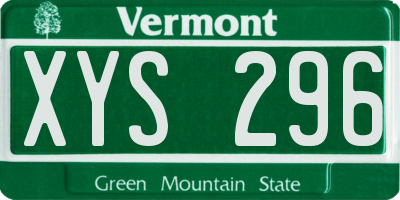 VT license plate XYS296