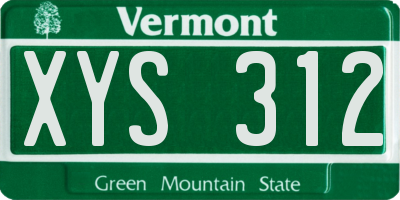 VT license plate XYS312