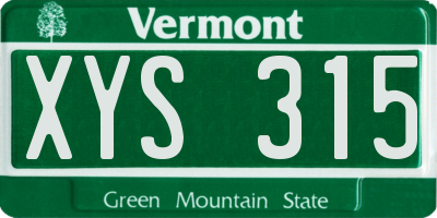 VT license plate XYS315