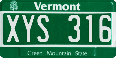 VT license plate XYS316