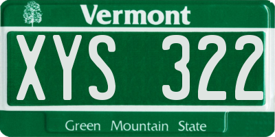VT license plate XYS322