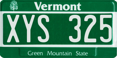 VT license plate XYS325