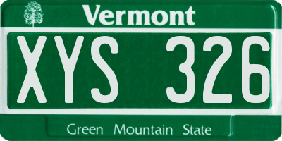 VT license plate XYS326
