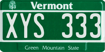 VT license plate XYS333