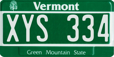 VT license plate XYS334