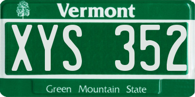 VT license plate XYS352