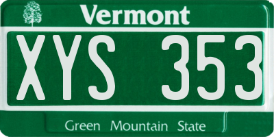 VT license plate XYS353