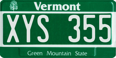 VT license plate XYS355