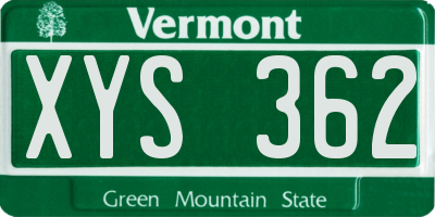 VT license plate XYS362