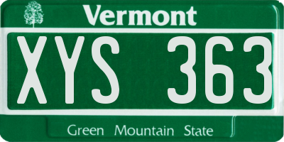 VT license plate XYS363