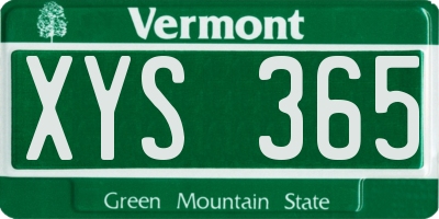 VT license plate XYS365