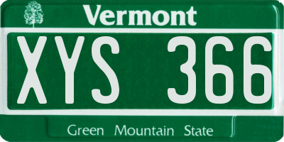 VT license plate XYS366