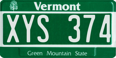 VT license plate XYS374
