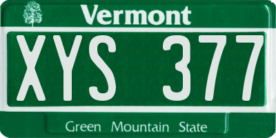 VT license plate XYS377