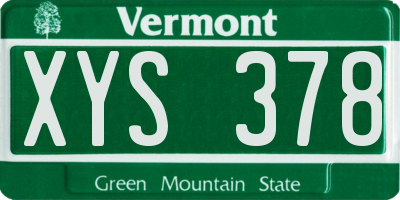VT license plate XYS378