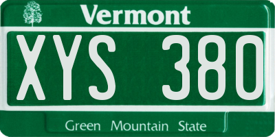 VT license plate XYS380