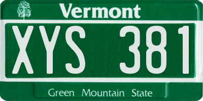VT license plate XYS381