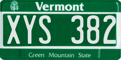 VT license plate XYS382