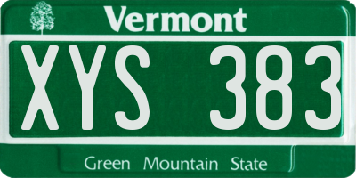 VT license plate XYS383