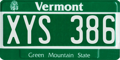 VT license plate XYS386