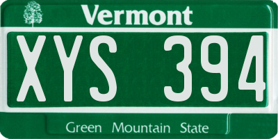 VT license plate XYS394