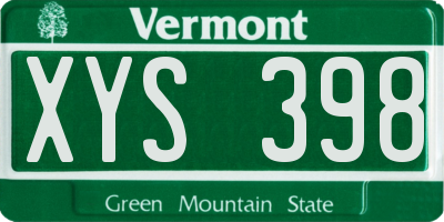 VT license plate XYS398