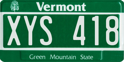VT license plate XYS418