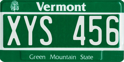 VT license plate XYS456