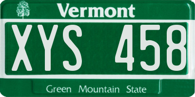 VT license plate XYS458