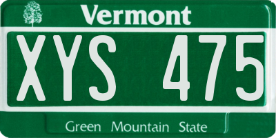 VT license plate XYS475