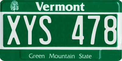 VT license plate XYS478